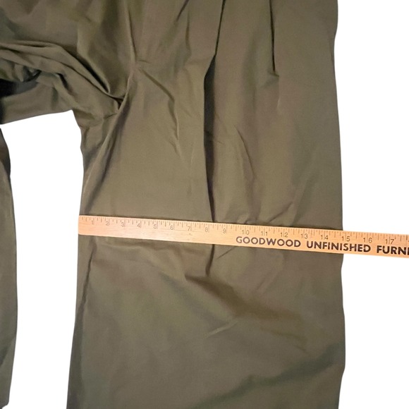 Zara Palazzo Wide Leg Pleated Trousers High Waist Pants Women's Size L Green - Picture 7 of 10